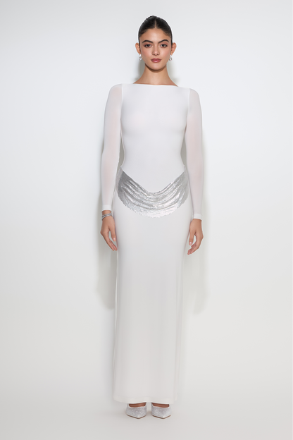 Anna full-sleeve sculpted gown