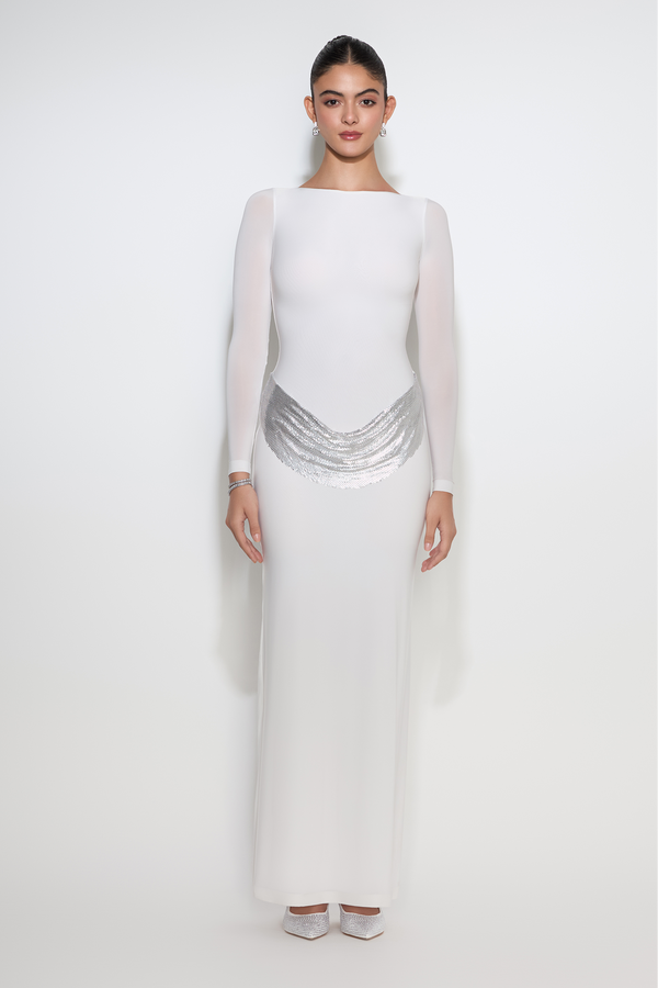 Anna full-sleeve sculpted gown