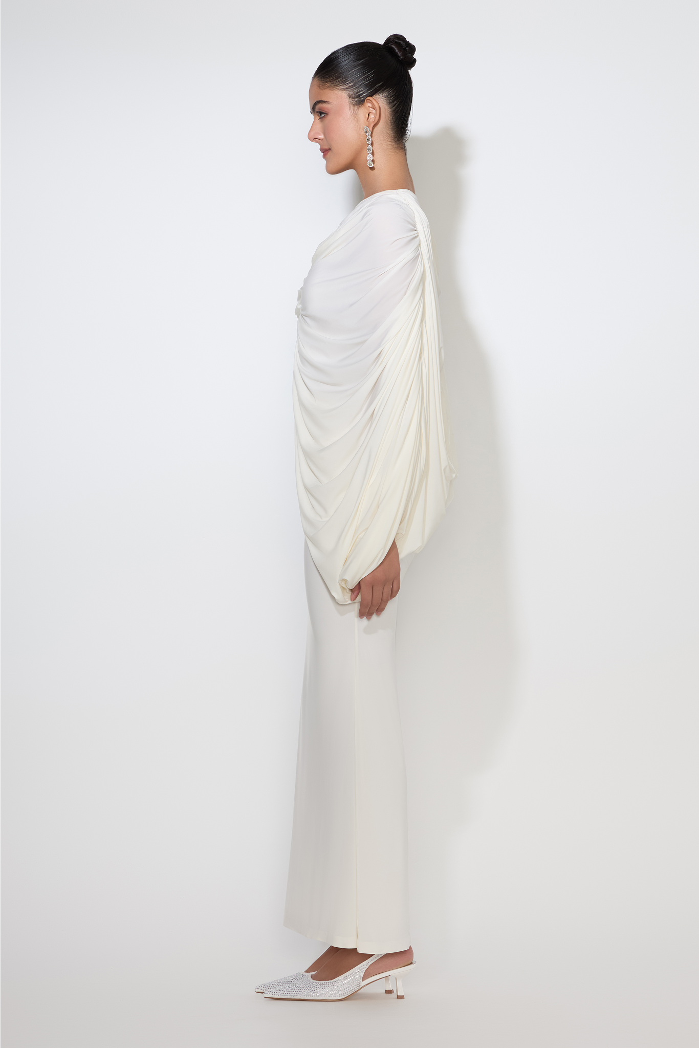 Alexa gown with front shoulder-to-hip drape