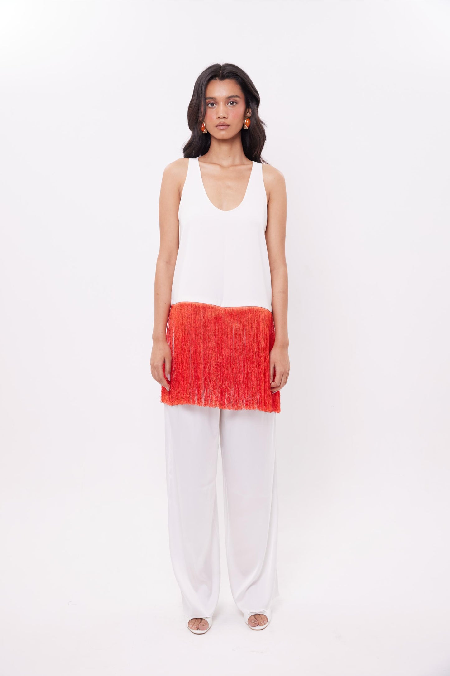 Coral Fringe Top