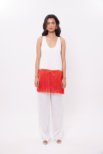 Coral Fringe Top