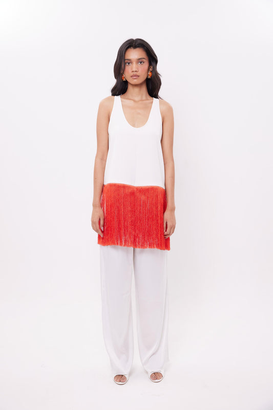 Coral Fringe Top