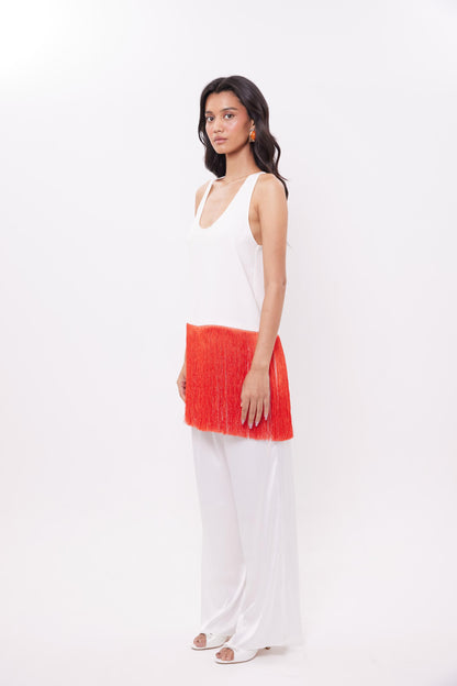 Coral Fringe Top