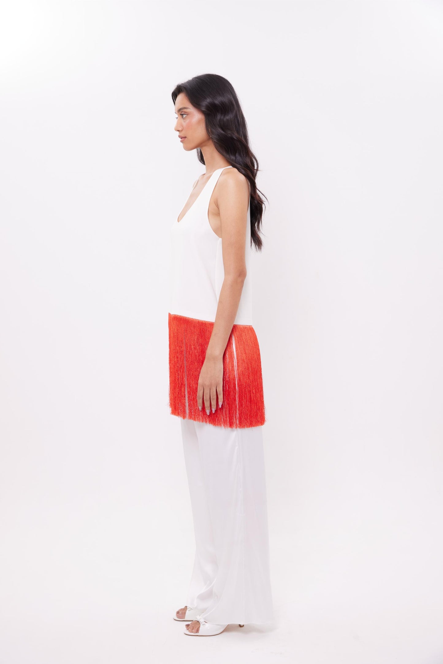 Coral Fringe Top