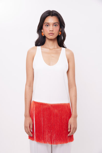 Coral Fringe Top