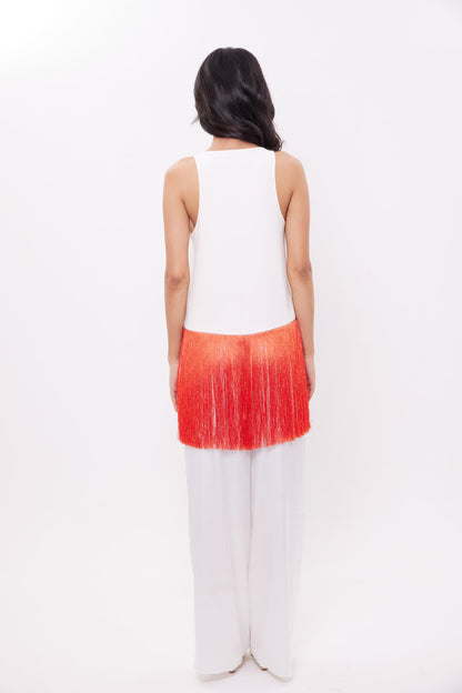 Coral Fringe Top