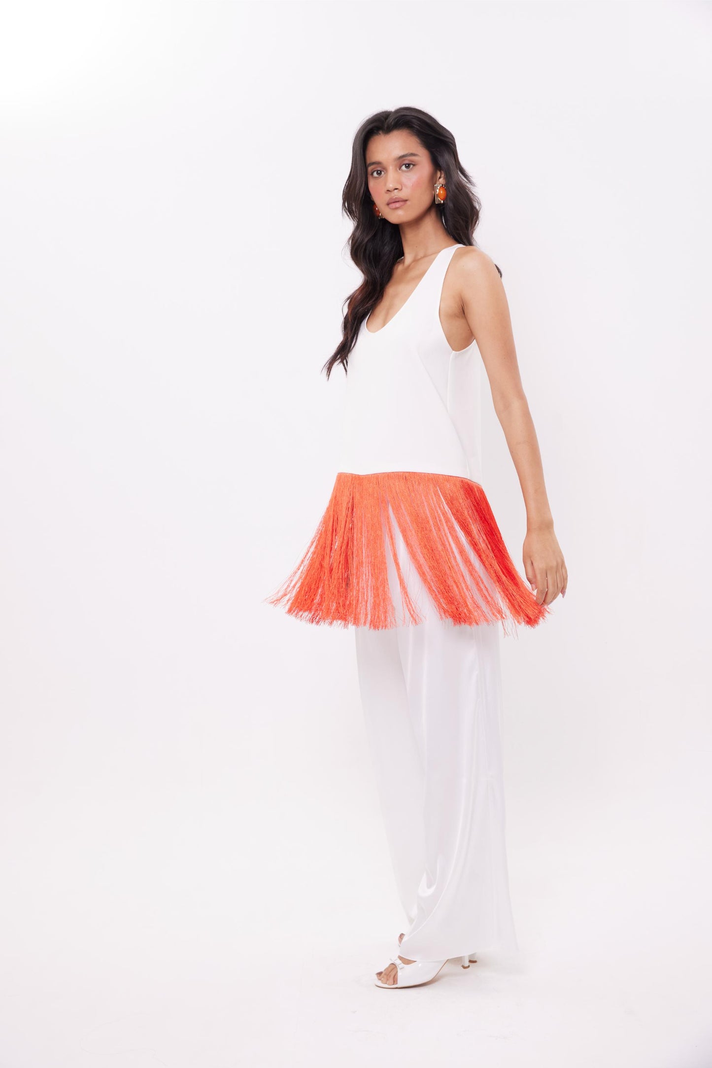 Coral Fringe Top