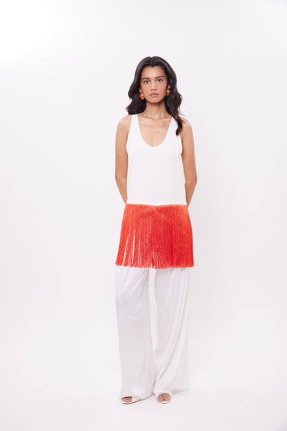 Coral Fringe Top