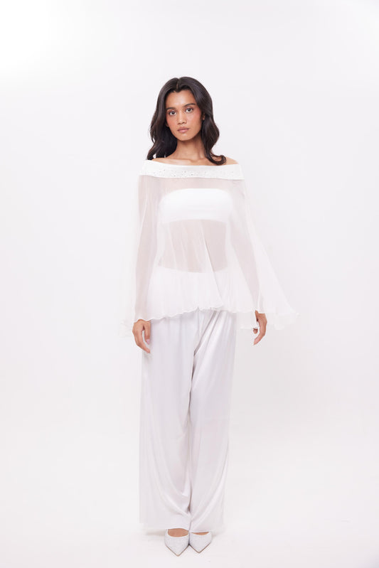 Pearl Chiffon Poncho