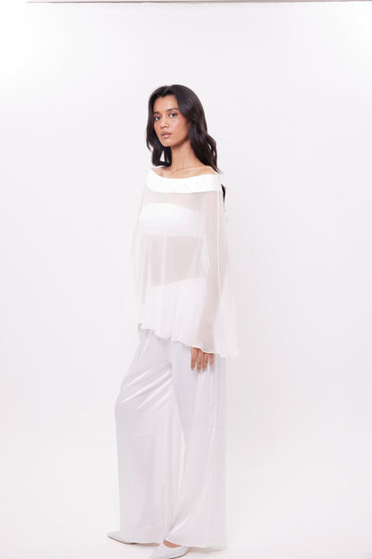 Pearl Chiffon Poncho