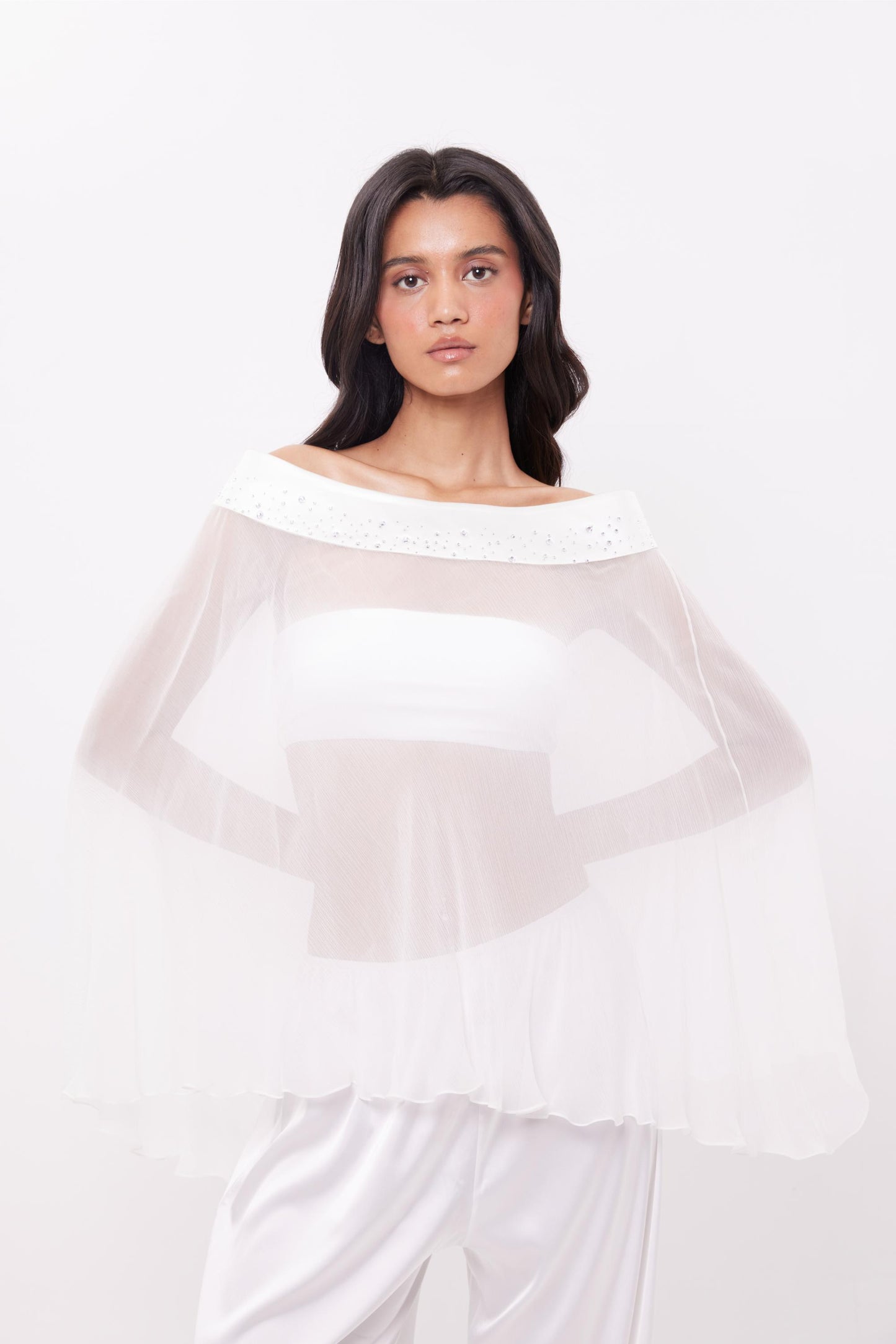 Pearl Chiffon Poncho