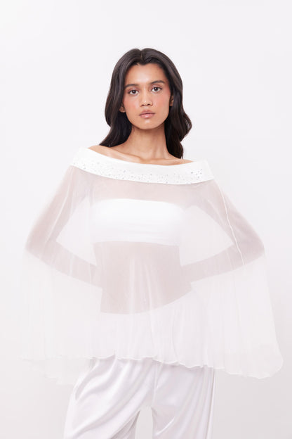 Pearl Chiffon Poncho