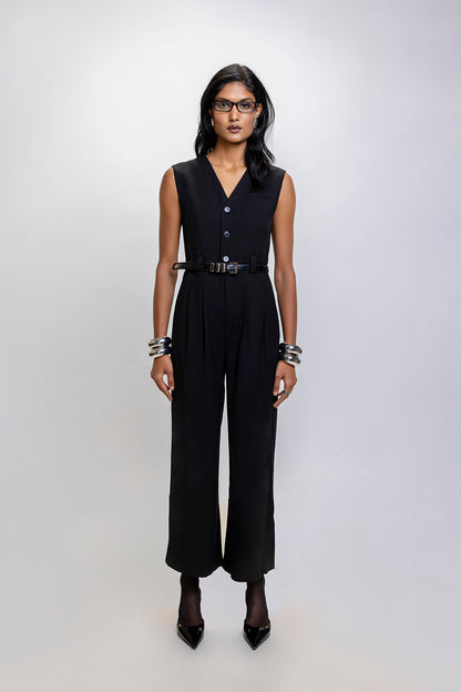 Combinaison-pantalon blazer noire