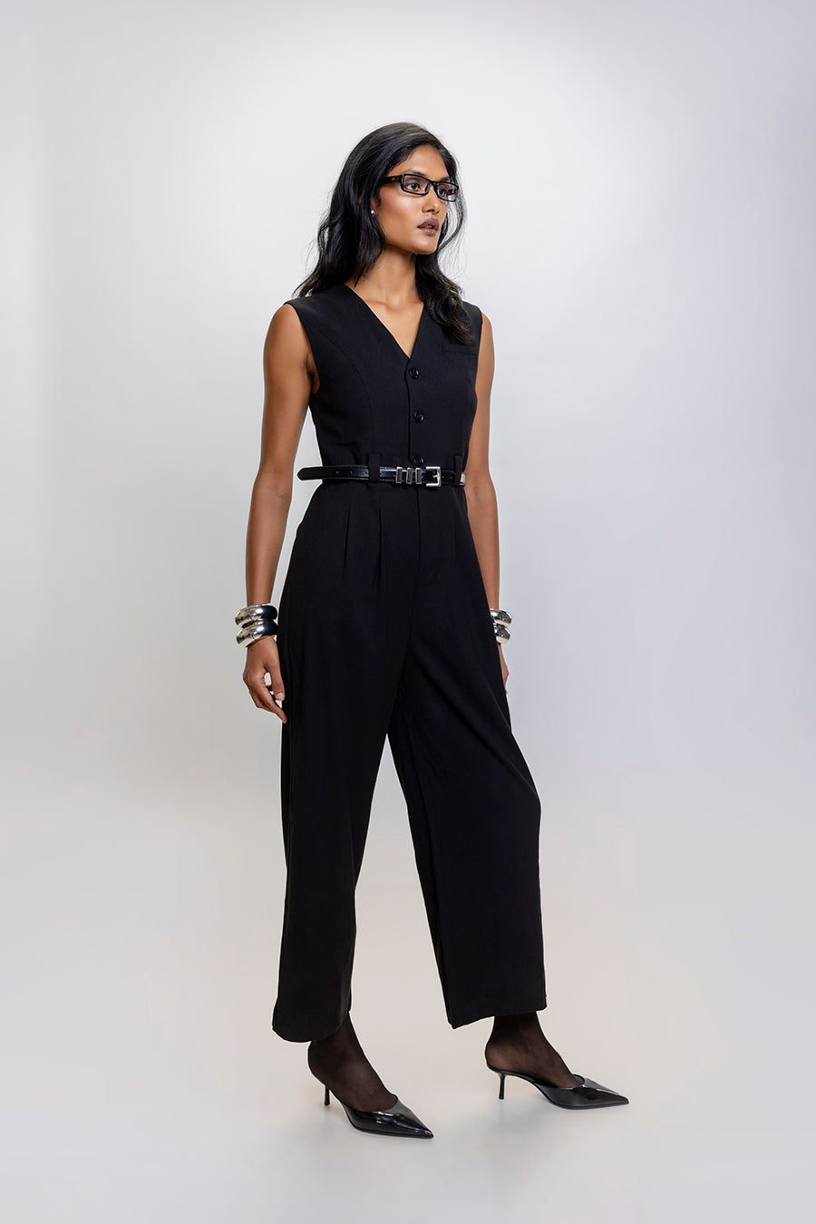 Combinaison-pantalon blazer noire