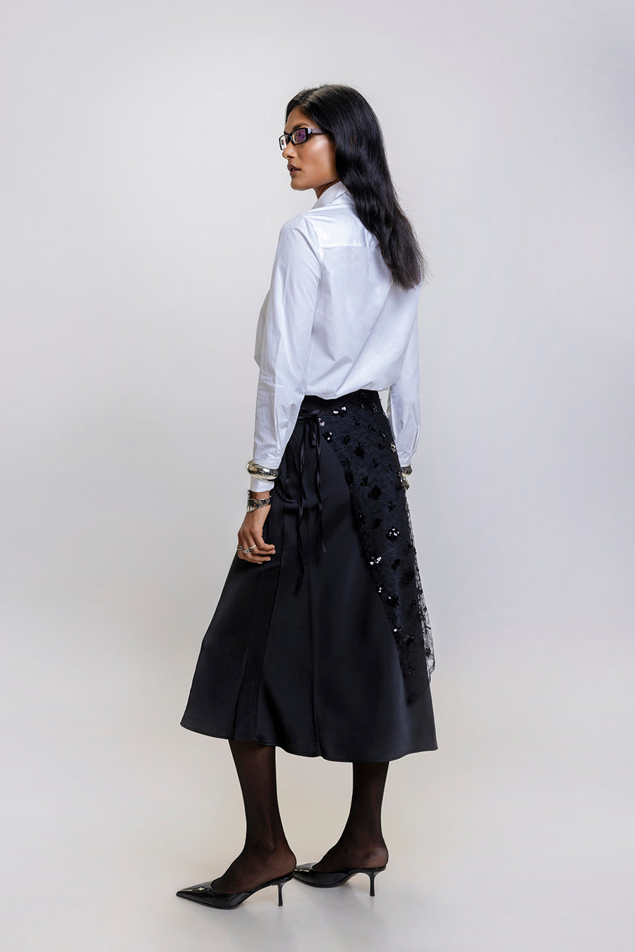 Sleek Satin Skirt Black