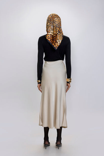 Sleek Satin Skirt Cream