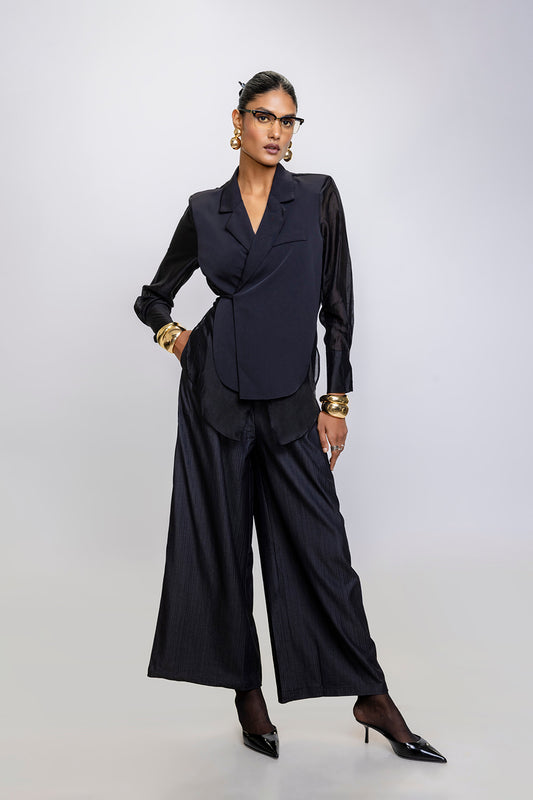 Blazer-camisa "Wrap & Go" negra