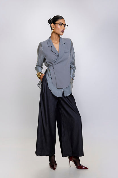 Wrap & Go Blazer Shirt Grey