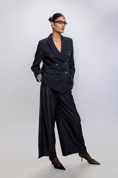 Blazer croisé rayé et structuré
