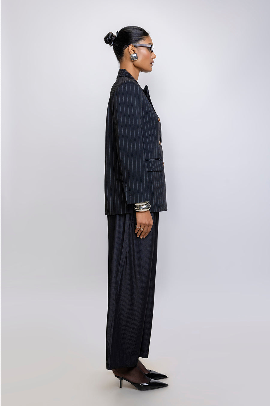 Blazer croisé rayé et structuré