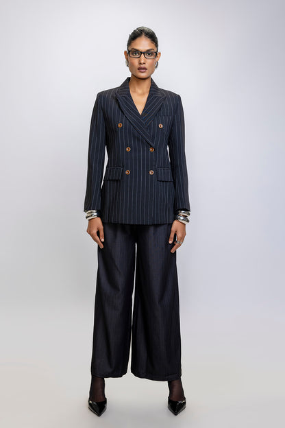Blazer croisé rayé et structuré