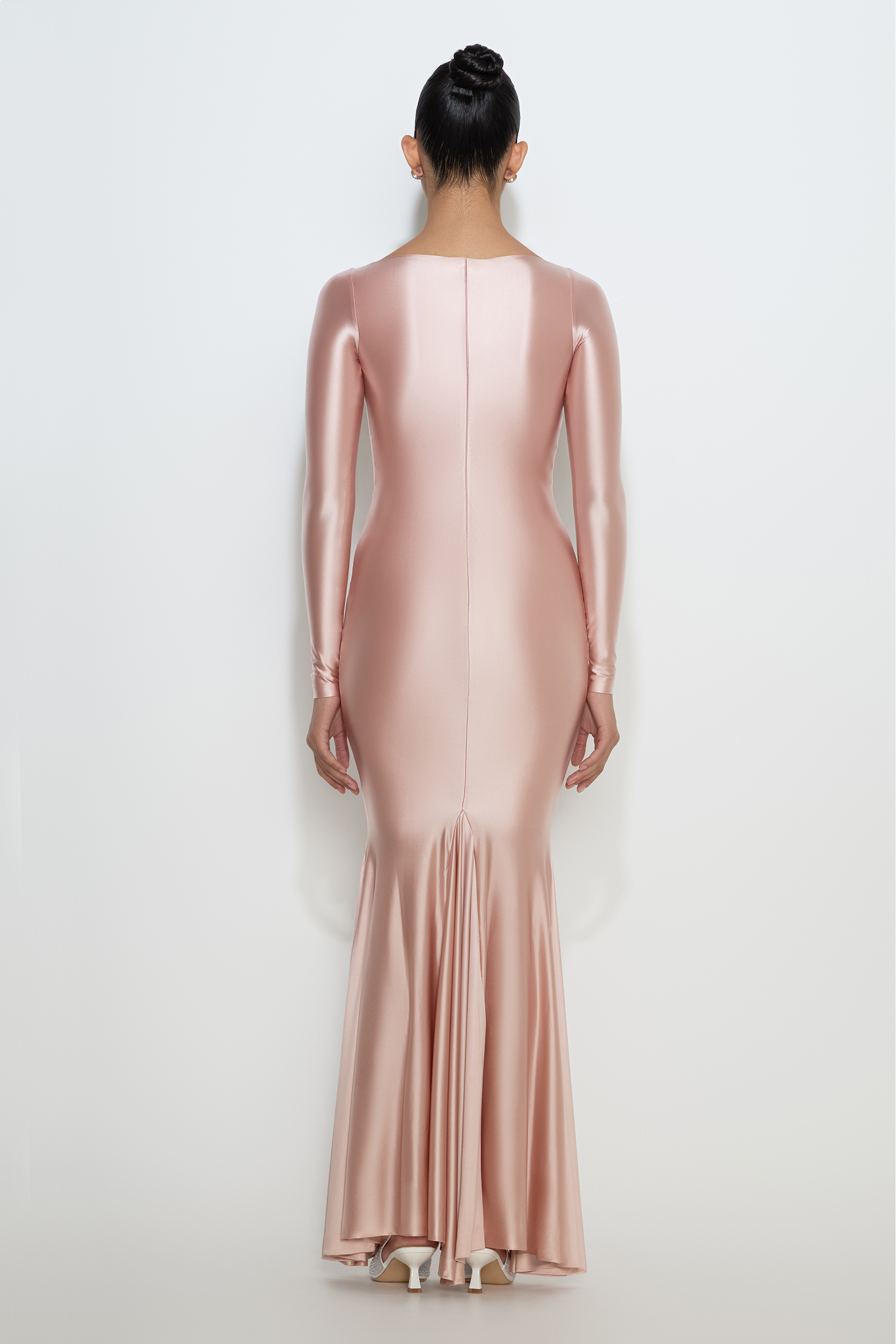 Rosie gown with bateau neckline and full sleeves