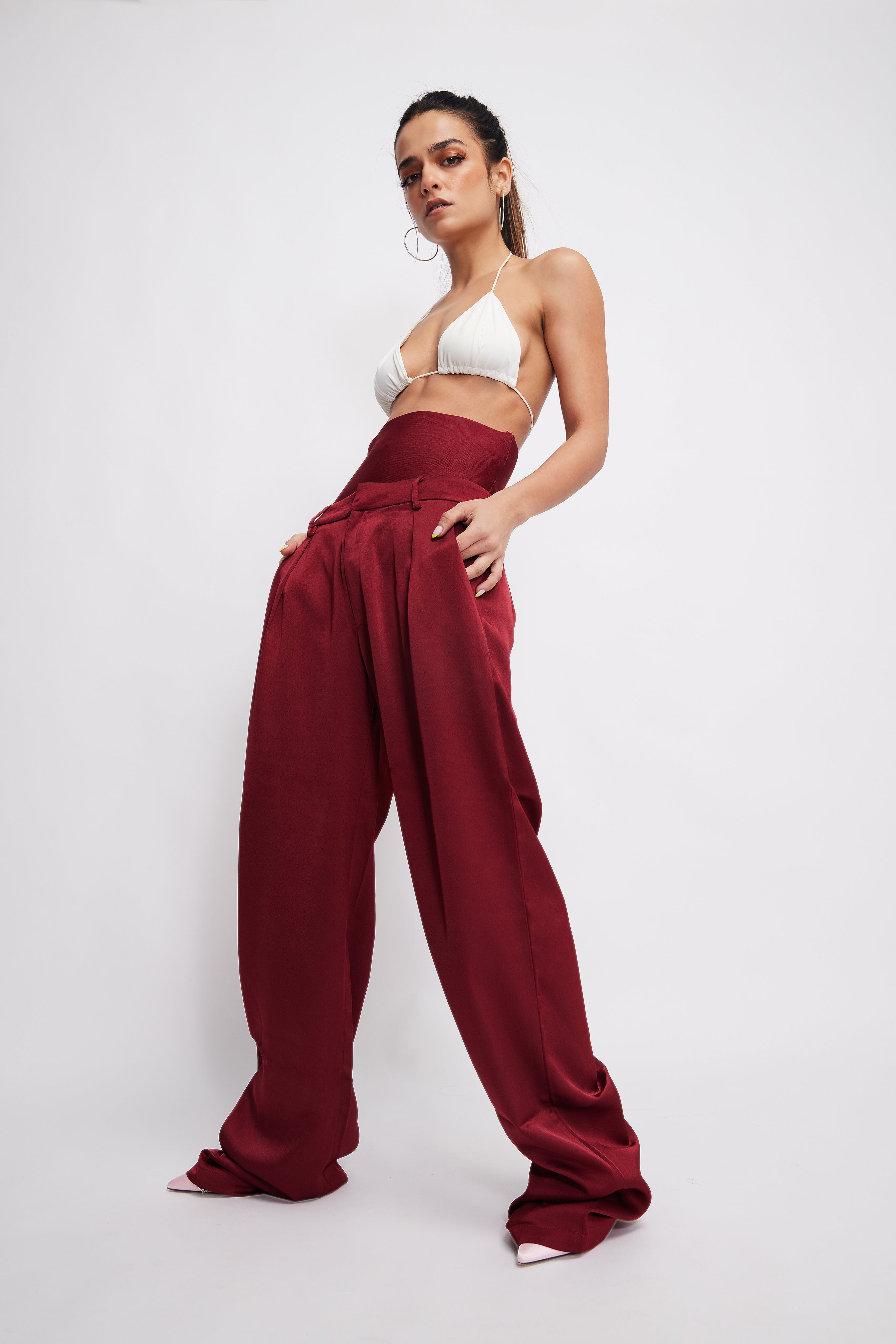 Baggy Glam Pants - Maroon