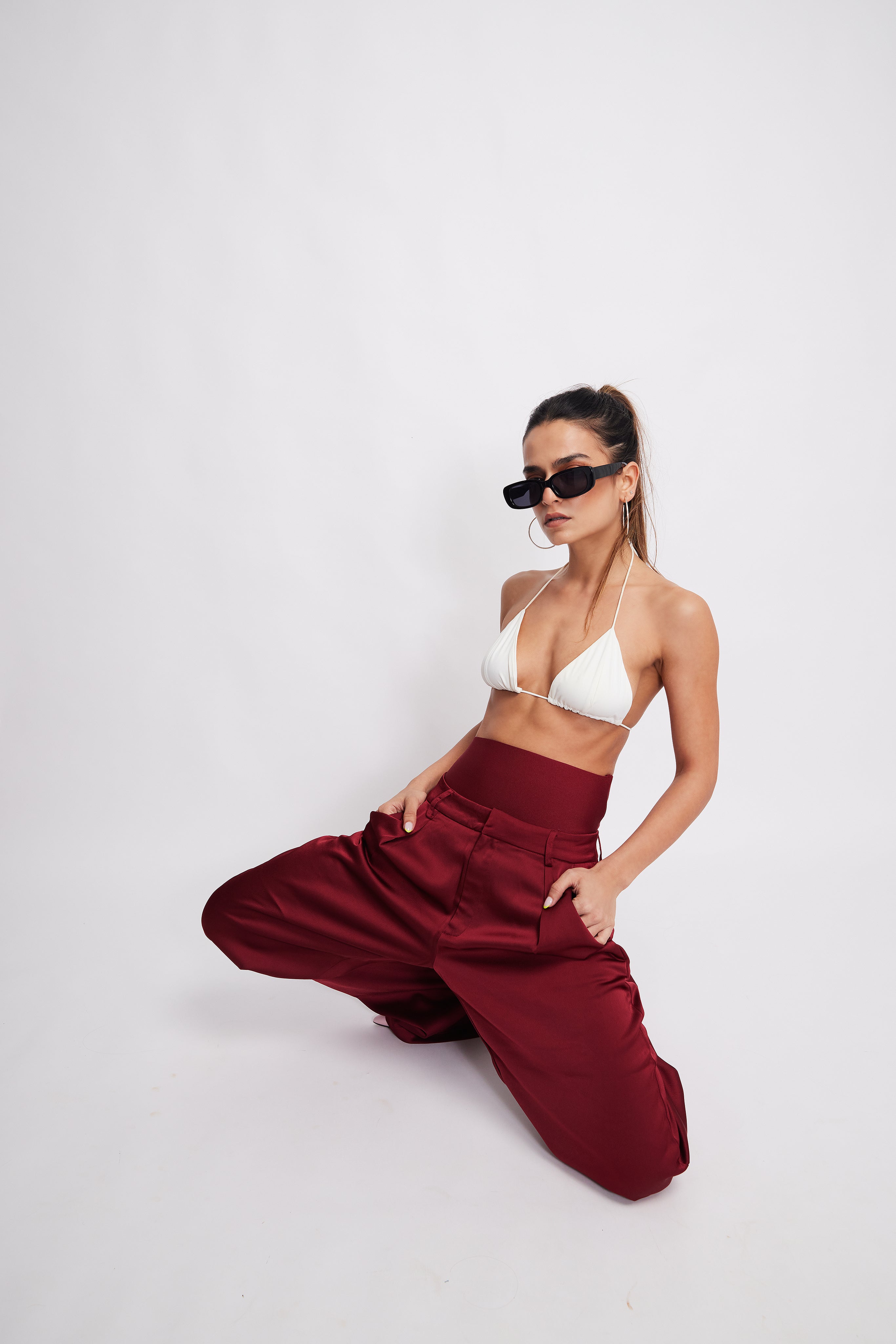 Baggy Glam Pants - Maroon